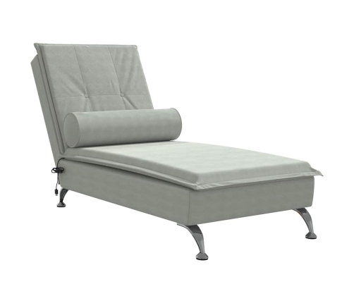 vidaXL zvilnis ar cilindra formas spilvenu, gaiši pelēks, samts