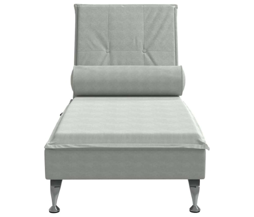 vidaXL zvilnis ar cilindra formas spilvenu, gaiši pelēks, samts