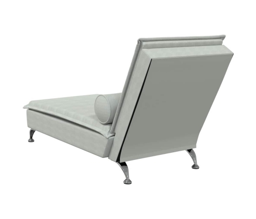 vidaXL zvilnis ar cilindra formas spilvenu, gaiši pelēks, samts