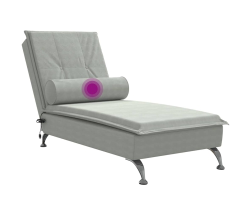 vidaXL zvilnis ar cilindra formas spilvenu, gaiši pelēks, samts