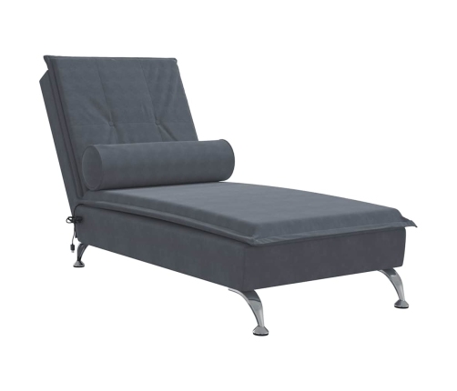 vidaXL zvilnis ar cilindra formas spilvenu, tumši pelēks, samts