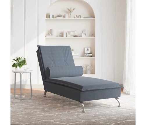 vidaXL zvilnis ar cilindra formas spilvenu, tumši pelēks, samts