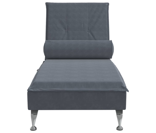 vidaXL zvilnis ar cilindra formas spilvenu, tumši pelēks, samts