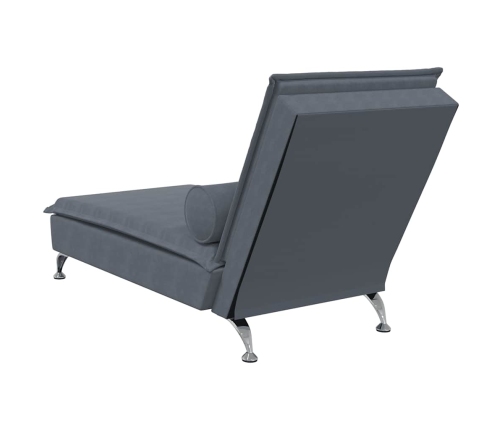 vidaXL zvilnis ar cilindra formas spilvenu, tumši pelēks, samts