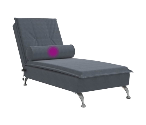 vidaXL zvilnis ar cilindra formas spilvenu, tumši pelēks, samts