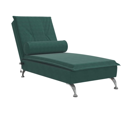 vidaXL zvilnis ar cilindra formas spilvenu, tumši zaļš, samts