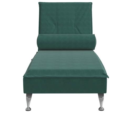 vidaXL zvilnis ar cilindra formas spilvenu, tumši zaļš, samts