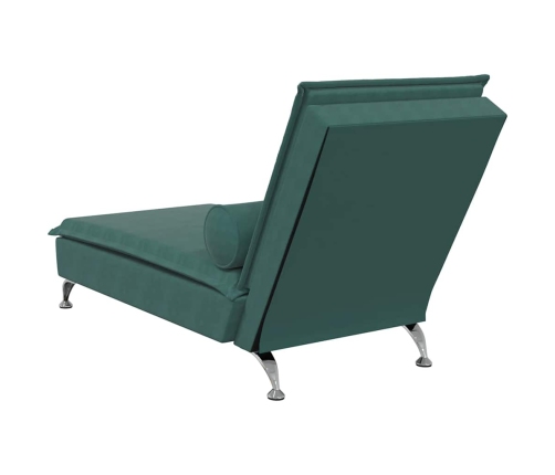 vidaXL zvilnis ar cilindra formas spilvenu, tumši zaļš, samts