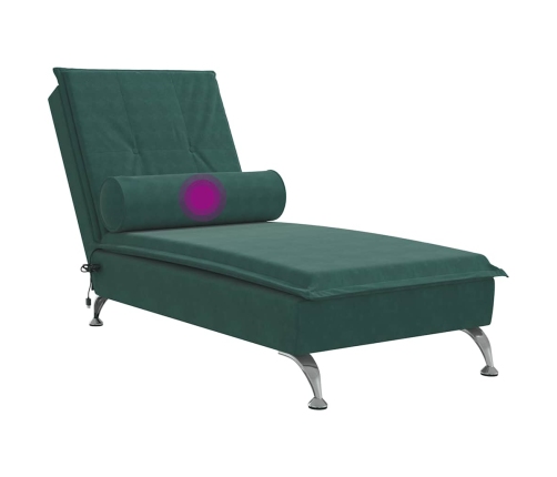 vidaXL zvilnis ar cilindra formas spilvenu, tumši zaļš, samts