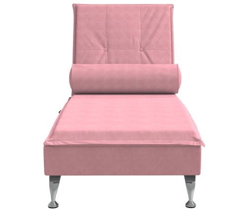 vidaXL zvilnis ar cilindra formas spilvenu, rozā, samts