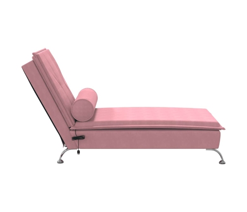 vidaXL zvilnis ar cilindra formas spilvenu, rozā, samts