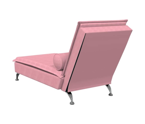 vidaXL zvilnis ar cilindra formas spilvenu, rozā, samts