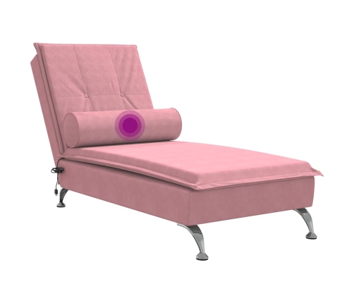 vidaXL zvilnis ar cilindra formas spilvenu, rozā, samts