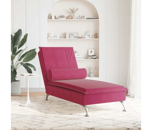 vidaXL zvilnis ar cilindra formas spilvenu, vīnsarkans, samts