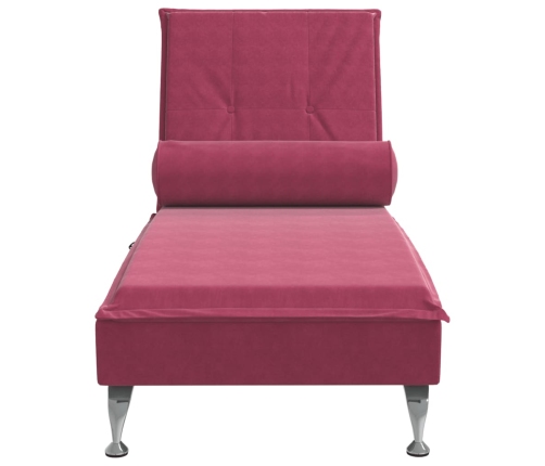 vidaXL zvilnis ar cilindra formas spilvenu, vīnsarkans, samts