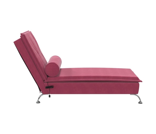 vidaXL zvilnis ar cilindra formas spilvenu, vīnsarkans, samts