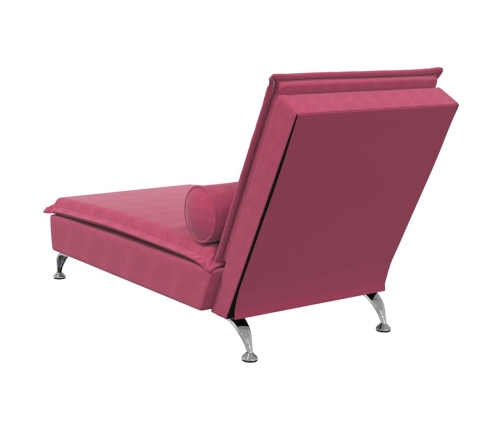 vidaXL zvilnis ar cilindra formas spilvenu, vīnsarkans, samts