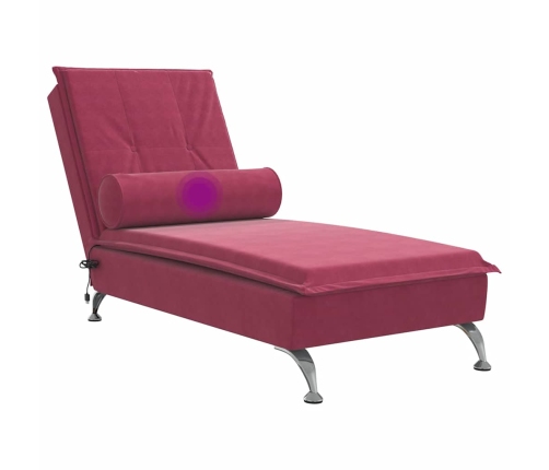 vidaXL zvilnis ar cilindra formas spilvenu, vīnsarkans, samts