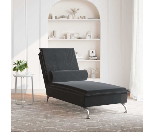 Zvilnis Ar Cilindra Formas Spilvenu, Melns, Samts Vidaxl