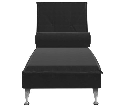 Zvilnis Ar Cilindra Formas Spilvenu, Melns, Samts Vidaxl