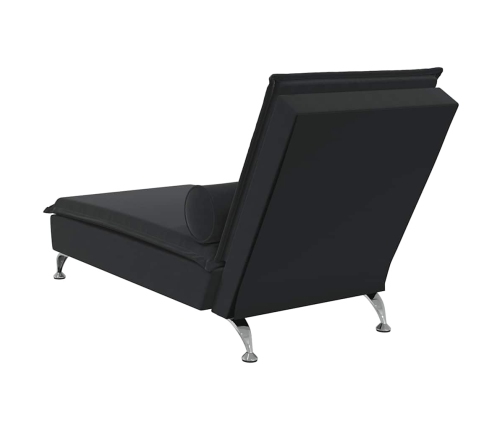 Zvilnis Ar Cilindra Formas Spilvenu, Melns, Samts Vidaxl