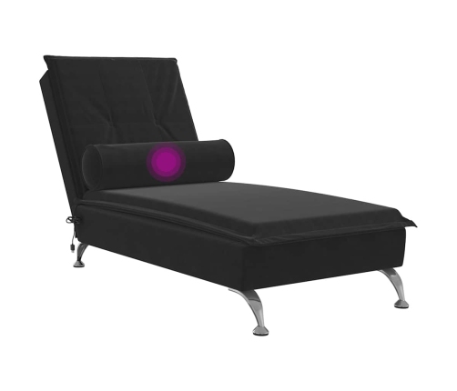 Zvilnis Ar Cilindra Formas Spilvenu, Melns, Samts Vidaxl