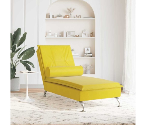 vidaXL zvilnis ar cilindra formas spilvenu, dzeltens, samts