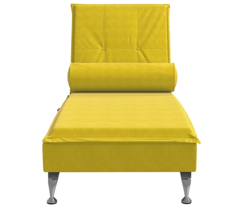 vidaXL zvilnis ar cilindra formas spilvenu, dzeltens, samts