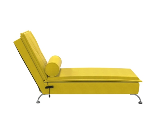 vidaXL zvilnis ar cilindra formas spilvenu, dzeltens, samts