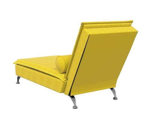 vidaXL zvilnis ar cilindra formas spilvenu, dzeltens, samts