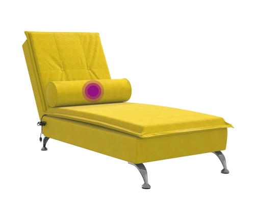 vidaXL zvilnis ar cilindra formas spilvenu, dzeltens, samts