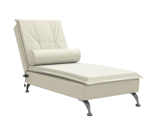 Zvilnis Ar Cilindra Formas Spilvenu, Krēmkrāsas, Samts Vidaxl