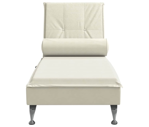 Zvilnis Ar Cilindra Formas Spilvenu, Krēmkrāsas, Samts Vidaxl