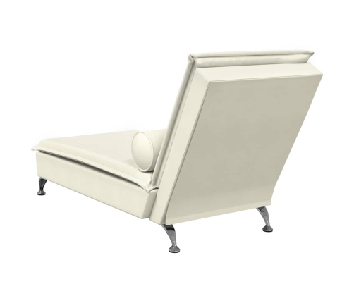 Zvilnis Ar Cilindra Formas Spilvenu, Krēmkrāsas, Samts Vidaxl