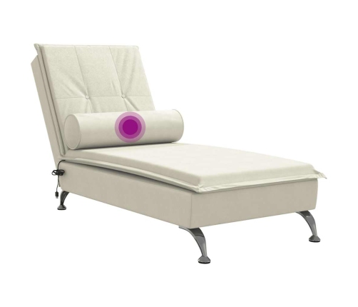 Zvilnis Ar Cilindra Formas Spilvenu, Krēmkrāsas, Samts Vidaxl