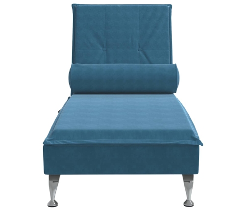 vidaXL zvilnis ar cilindra formas spilvenu, zils, samts