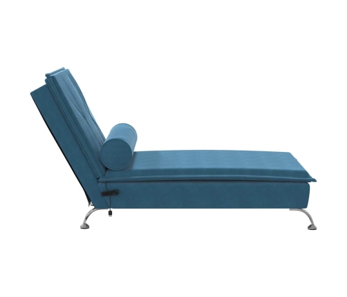 vidaXL zvilnis ar cilindra formas spilvenu, zils, samts