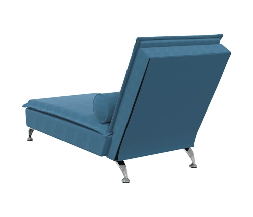 vidaXL zvilnis ar cilindra formas spilvenu, zils, samts