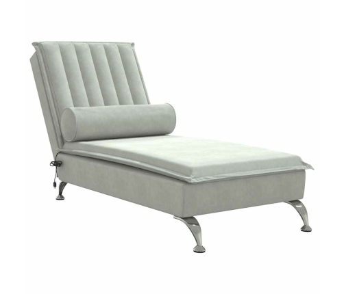 vidaXL zvilnis ar cilindra formas spilvenu, gaiši pelēks, samts