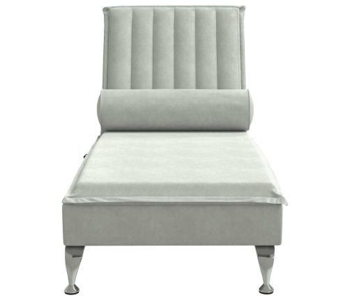 vidaXL zvilnis ar cilindra formas spilvenu, gaiši pelēks, samts