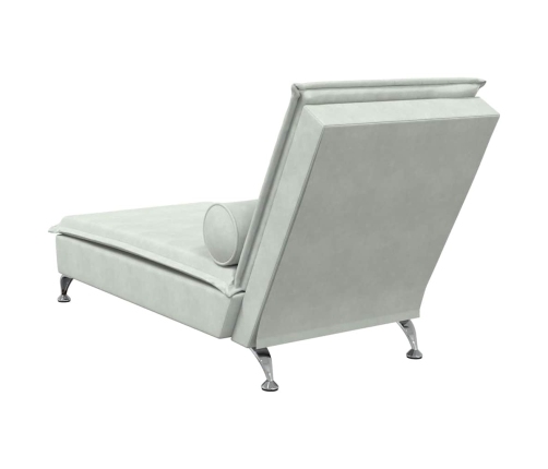 vidaXL zvilnis ar cilindra formas spilvenu, gaiši pelēks, samts