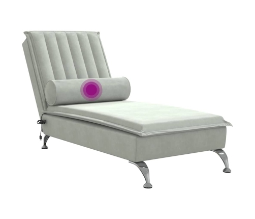 vidaXL zvilnis ar cilindra formas spilvenu, gaiši pelēks, samts