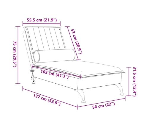 vidaXL zvilnis ar cilindra formas spilvenu, gaiši pelēks, samts
