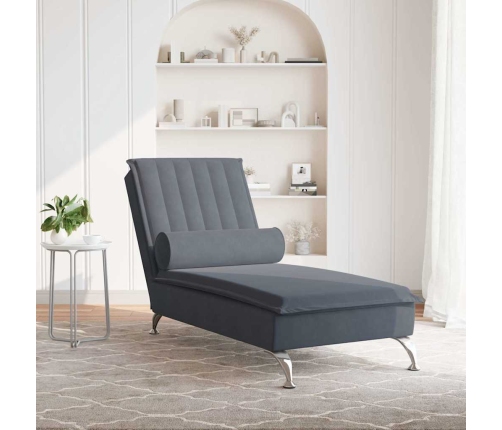 Zvilnis Ar Cilindra Formas Spilvenu, Tumši Pelēks, Samts Vidaxl