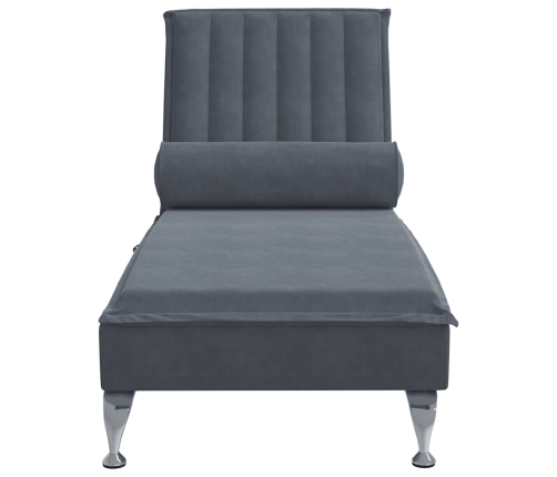 Zvilnis Ar Cilindra Formas Spilvenu, Tumši Pelēks, Samts Vidaxl