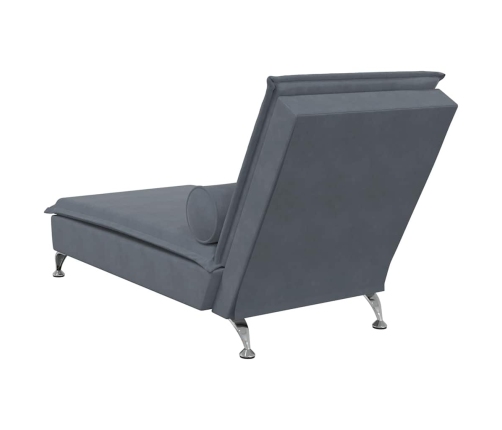 Zvilnis Ar Cilindra Formas Spilvenu, Tumši Pelēks, Samts Vidaxl