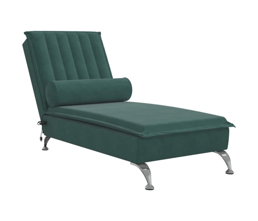 Zvilnis Ar Cilindra Formas Spilvenu, Tumši Zaļš, Samts Vidaxl