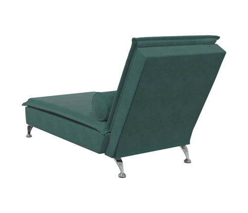 Zvilnis Ar Cilindra Formas Spilvenu, Tumši Zaļš, Samts Vidaxl