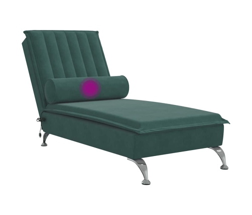 Zvilnis Ar Cilindra Formas Spilvenu, Tumši Zaļš, Samts Vidaxl