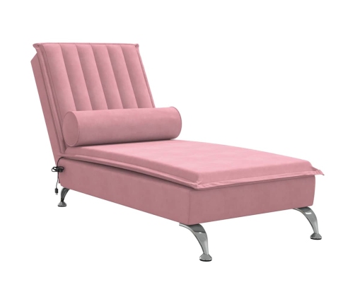 Zvilnis Ar Cilindra Formas Spilvenu, Rozā, Samts Vidaxl